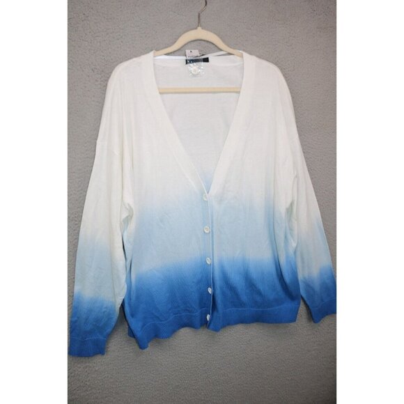 Lane Bryant Blue & White Fade Button Up Cardigan-Size 22/24-New with Tags - Picture 1 of 11